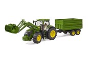 Legetøjsbil - Bruder John Deere 7R 350 with frontloader and tandemaxle tipping trailer - BR3155