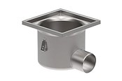 Afløb - Blücher Industrigulvafløb vandret Ø110 mm udløb. Til beton & fliser. Syrefast stål - 763.403.110 S