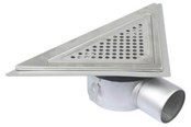 Afløb - Blücher Trio gulvafløb med vandret Ø75 mm udløb trekantet samt smøremembran. Til beton & fliser. Rustfrit stål - 310.370.075