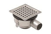 Afløb - Blücher Square gulvafløb med vandret Ø50 mm afløb lav model. Til beton & fliser. Rustfrit stål - 114.300.050