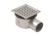 Afløb - Blücher Square gulvafløb med vandret Ø75 mm afløb. Til beton & fliser. Rustfrit stål - 110.300.075