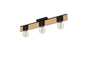 Lamper - EGLO BAILRIGG loftlampe 3L, sort/træ - 43901