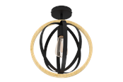 Lamper - EGLO BASILDON loftlampe, sort/træ - 43736