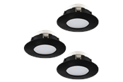 Lamper - EGLO PINEDA indbygningsspot Ø78 mm, 3000K, 3-pak, sort - 900744