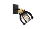 Lamper - EGLO Stillington 1 Væg E27 Sort/Natur - 43926