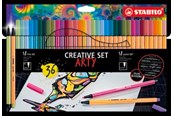 Hobby artikler - STABILO Pen 68/88 Arty, sæt med 36 penne i 18 farver - 204088