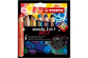 Hobby artikler - STABILO woody Arty 3 in 1 sæt med 6 penne inkl. spidser - 208548