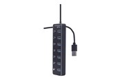 USB hub - Gembird - hub - with switches black - 7 ports USB hub - USB 3.2 - 7 ports - Sort - UHB-U3P7P-01