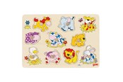 Puslespil - Goki Wooden Stud Puzzle Animals Baby Wood - 57838