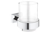 Badeværelsestilbehør - Grohe Essentials Cube Krystalglas med holder krom - 40755001