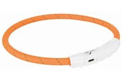 Hunde - Trixie Flash Light Ring USB Illuminated Dog Safety Collar Orange Size XS-S 7mm 35cm - TX12703