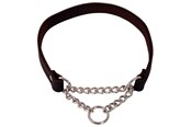 Hunde - Dogman Læderhalsbånd til hunde med korrektionskæde 18mmx40cm - 161440