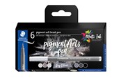 Skrive- og Tegneværktøjer - Staedtler Brush Pen Soft/Pigment, Grå 6 stk/ass - 372 C6