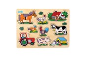 Puslespil - Small Foot - Wooden Stud Puzzle Farm 9pcs. Wood - 1767