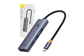 USB hub - Baseus 4in1 Hub UltraJoy USB-C do USB 3.0 (space grey) USB hub - USB 3.0 - 4 ports - Grå - B0005280A813-03