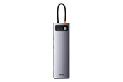 USB hub - Baseus Hub 11in1 Metal Gleam Series USB-C to 3x USB 3.0 + 2x HDMI + USB-C PD + Ethernet RJ45 + microSD/SD + VGA + AUX USB hub - USB 3.0 - 11 ports - Grå - BSU2900