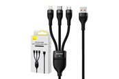USB kabel - Baseus 3in1 USB cable Flash Series USB-C + micro USB + Lightning 100W 1.2m (black) - CASS030001