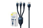 USB kabel - Baseus 3in1 USB cable Flash Series USB-C + micro USB + Lightning 100W 1.2m (blue) - CASS030003