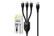 USB kabel - Baseus 3in1 USB cable Flash Series 2 USB-C + micro USB + Lightning 100W 1.5m (black) - CASS030201