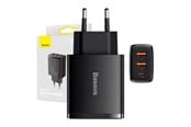 Mobil - Adaptere & Opladere - Baseus Compact Quick Charger 2 × USB-A + USB-C PD 3 A 30 W - Black - CCXJ-E01