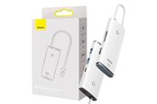 USB hub - Baseus Lite Series Hub 6w1 USB-C to 2x USB 3.0 + USB-C PD + HDMI + SD/TF (white) USB hub - USB 3.0 - 5 ports - Hvid - WKQX050102