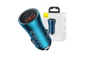 Mobil - Adaptere & Opladere - Baseus Golden Contactor Max car charger USB + USB-C 60W (blue) - CGJM000103