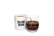 Køkkentilbehør - Thumbs Up! Before Work After Work Mug & Wine Mug & Glass Set - BWAWMUGL
