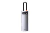 USB hub - Baseus Hub 8in1 Metal Gleam Series USB-C to 3x USB 3.0 + HDMI + USB-C PD + Ethernet RJ45 + microSD/SD USB hub - USB 3.0 - 7 ports - Grå - CAHUB-CV0G