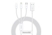 USB kabel - Baseus Superior Series USB to micro USB / USB-C / Lightning 3.5A 1.2m (white) - CAMLTYS-02