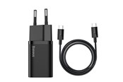 Mobil - Adaptere & Opladere - Baseus Super Si Quick Charger 1C 25W with USB-C cable for USB-C 1m (black) - TZCCSUP-L01