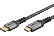 Skærmkabel - Pro Displayport 1.2 - HDMI 2.0 Sleeved - 5m - Sort - DP1.2HDMI20BB5
