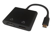 USB hub - Deltaco USB-C MST HUB 2x 4K/60Hz HDMI + DP black 0.1m USB hub - 3 ports - Sort - USBC-HDDP
