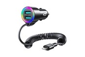 Mobil - Adaptere & Opladere - Joyroom Car charger JR-CL25 2x USB + Lightning cable (black) - JR-CL25