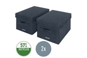 Arkivering & Opbevaring - Leitz opbevaringsboks med låg i stof, small, mørkegrå, pakke med 2 stk. - 61460089