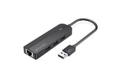 USB hub - Vention 3-Port USB 2.0 Hub with 100M Ethernet Adapter 0.15M Black USB hub - USB 2.0 - 5 ports - Sort - CHPBB