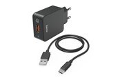 Mobil - Adaptere & Opladere - Hama Charger 220V with USB-C Cable Qualcomm 19.5W Black - 00201625