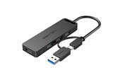 USB hub - Vention 2-in-1 Interface USB 3.0 Hub with 4 Ports USB-C and USB 3.0 USB hub - USB 3.0 - 4 ports - Sort - CHTBB