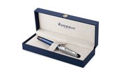 Skrive- og Tegneværktøjer - Waterman Expert Deluxe rullekuglepen | Metal & blå lak med palladium belagt trim | Fint punkt | Gaveæske - 2187682