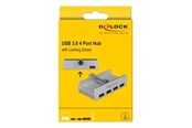 USB hub - DeLOCK External USB 3.0 4 Port Hub with Locking Screw USB hub - 4 ports - Sølv - 64046