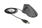 Mus - DeLOCK - vertical mouse - USB - grey black - Vertical mouse - Optisk - 5 knapper - Sort - 12527