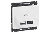 Lauritz Knudsen - LK OPUS 66 dobbelt 5V USB A+C-lader, 2400 mA, 1 modul, hvid - 506N6702