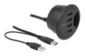USB hub - DeLOCK In-Desk Hub USB hub - 4 ports - Sort - 62868