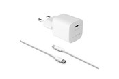 Mobil - Adaptere & Opladere - FIXED Hurtig Hjemmeoplader USB-C 20W+USB-C kabel 1m Hvid - FIXC20M-CC-WH