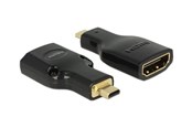 Skærmkabel - DeLOCK Adapter High Speed HDMI with Ethernet – HDMI Micro-D male > HDMI-A female 4K black - 65664