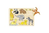 Puslespil - Goki Wooden Stud Puzzle Wild Young Animals 8 pcs. Wood - 57906