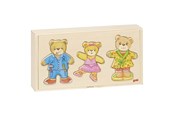 Puslespil - Goki Wooden Dress Up Puzzle Bears in Wooden Box 36 pcs. Wood - 57811