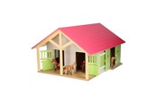 Trælegetøj - Kids Globe Horse stable Pink with 2 boxes and storage 1:24 - 610168