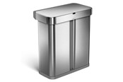 Affaldssortering - Simplehuman 58L (34/24), rektangulær sensor skraldespand med stemmestyring, børstet - ST2036