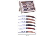 Køkkenredskaber - Laguiole knife set 6 pcs. foldable with wooden handle - 3661075230036