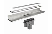 Afløb - Unidrain Komplet gulvafløb mod bagvæg 700 mm, 10 mm ramme, Column rist, 75 mm lodret udløbsghus - 4012.0700